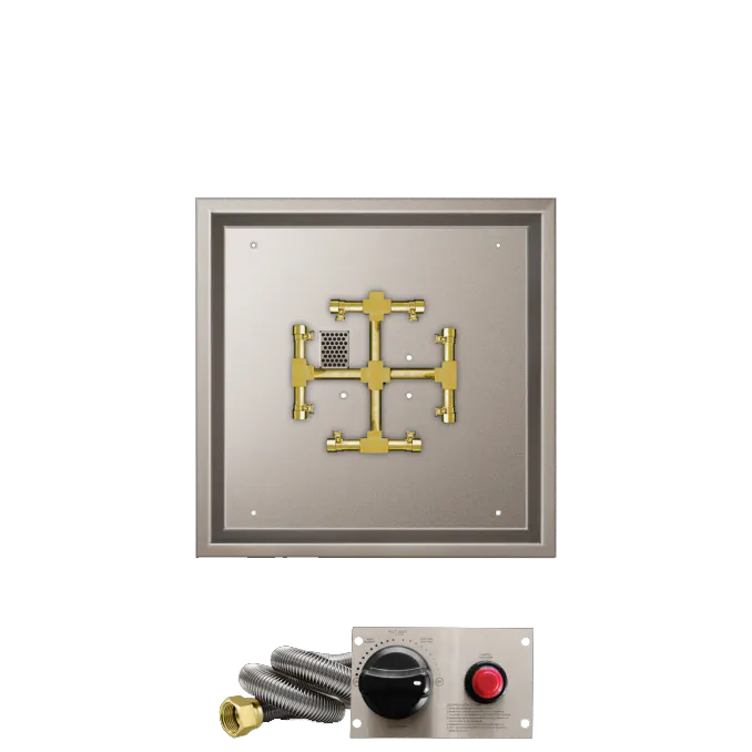 Square Drop-In Fire Pits With Pro Series Brass Snowflake Burners