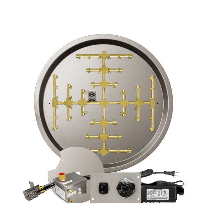 Round Drop-In Fire Pits With Pro Series Brass Snowflake Burners