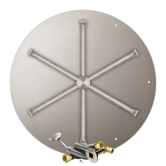 Round Flat Fire Pits With Stainless Steel Spur Burners