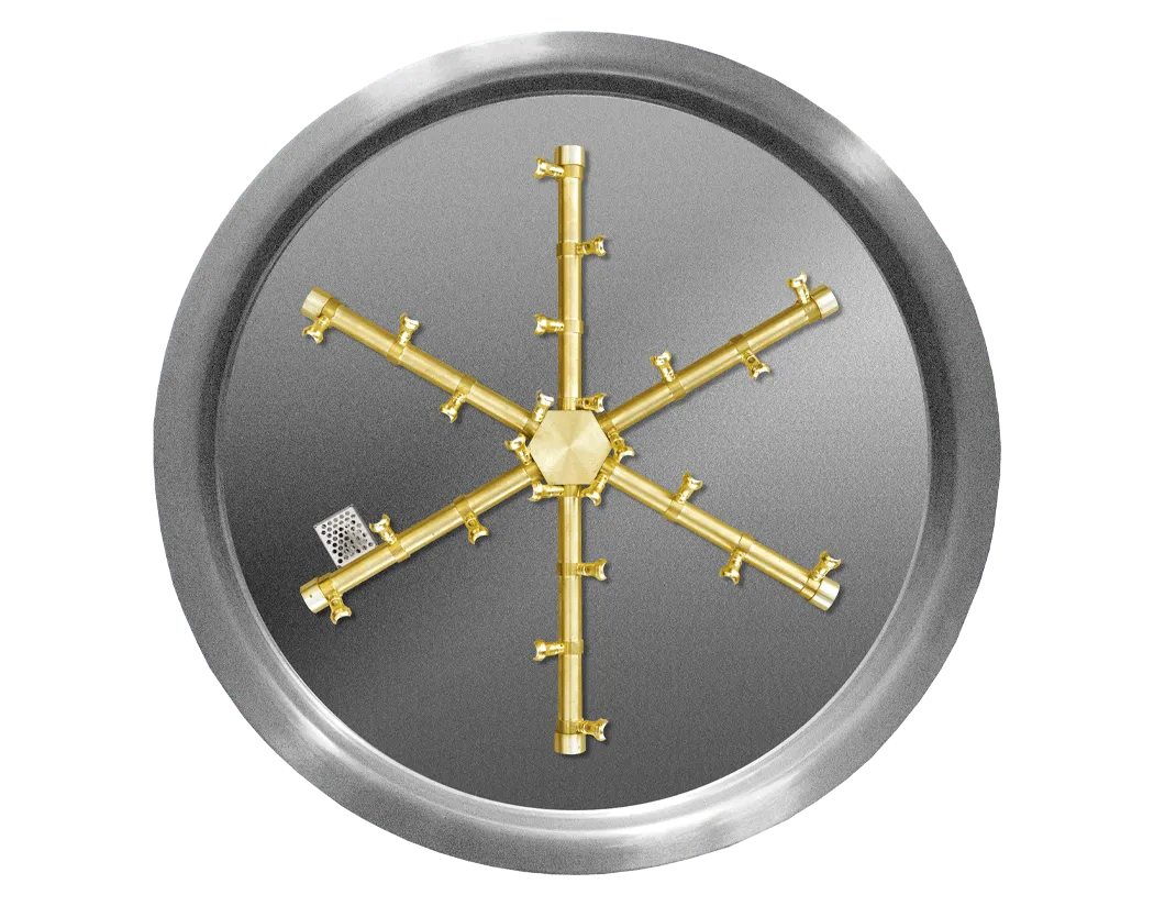 19" Round Drop-In Fire Pit With Pro Series Brass Spur Burner