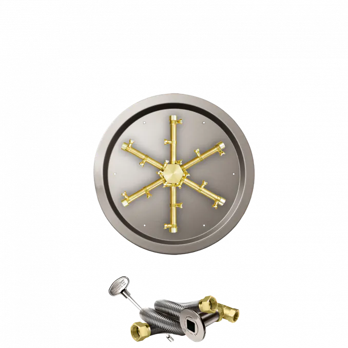 19" Round Drop-In Fire Pit With Pro Series Brass Spur Burner