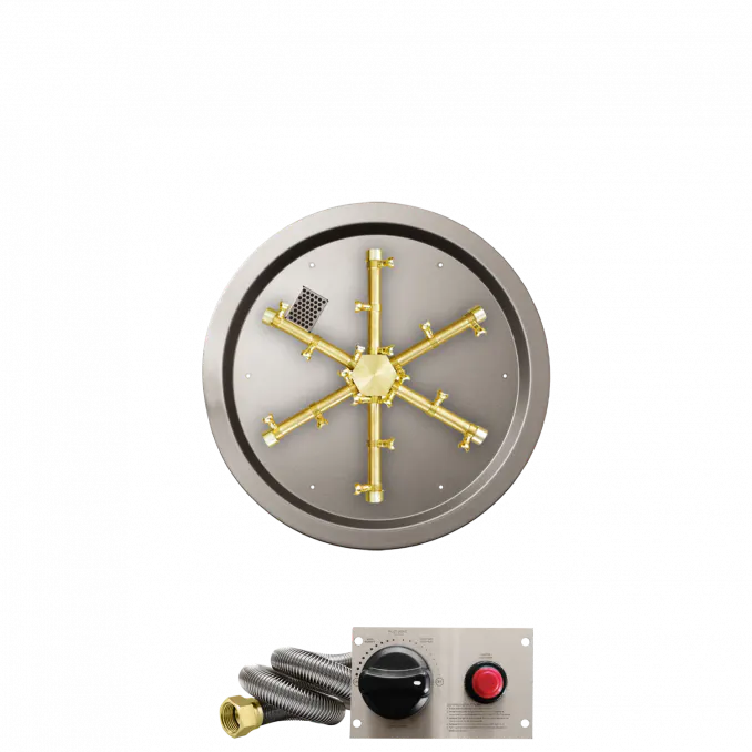 19" Round Drop-In Fire Pit With Pro Series Brass Spur Burner