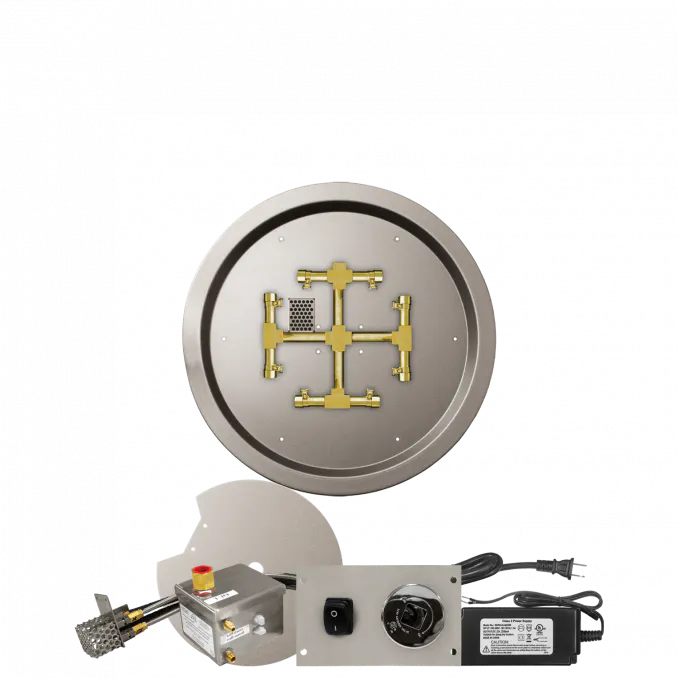 Round Drop-In Fire Pits With Pro Series Brass Snowflake Burners