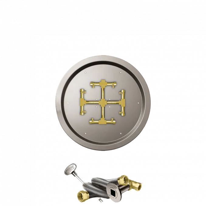 Round Drop-In Fire Pits With Pro Series Brass Snowflake Burners