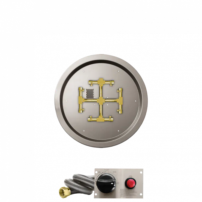 Round Drop-In Fire Pits With Pro Series Brass Snowflake Burners