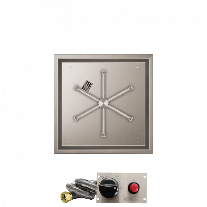 Square Drop-In Fire Pits With Stainless Steel Spur Burners