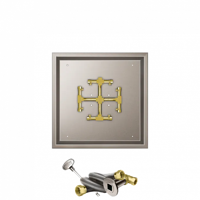 Square Drop-In Fire Pits With Pro Series Brass Snowflake Burners