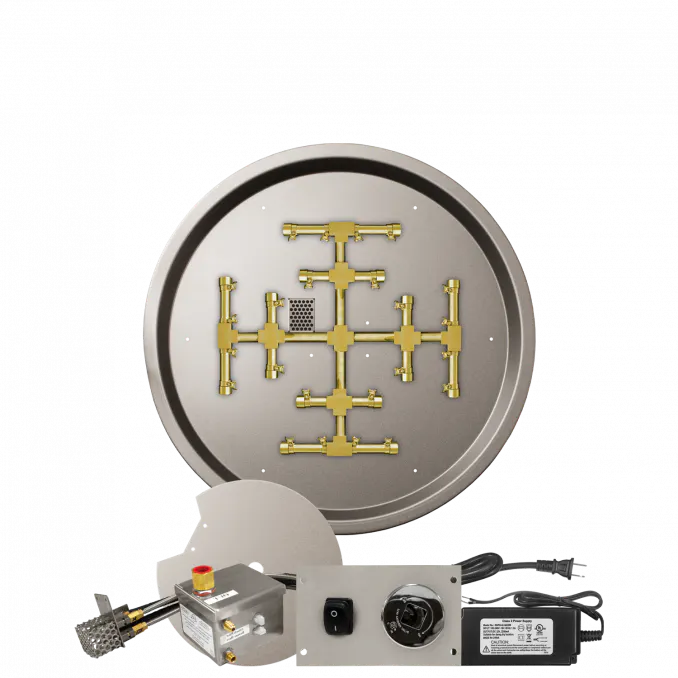 Round Drop-In Fire Pits With Pro Series Brass Snowflake Burners