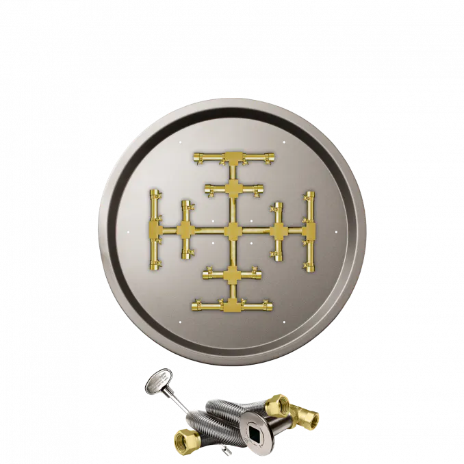 Round Drop-In Fire Pits With Pro Series Brass Snowflake Burners