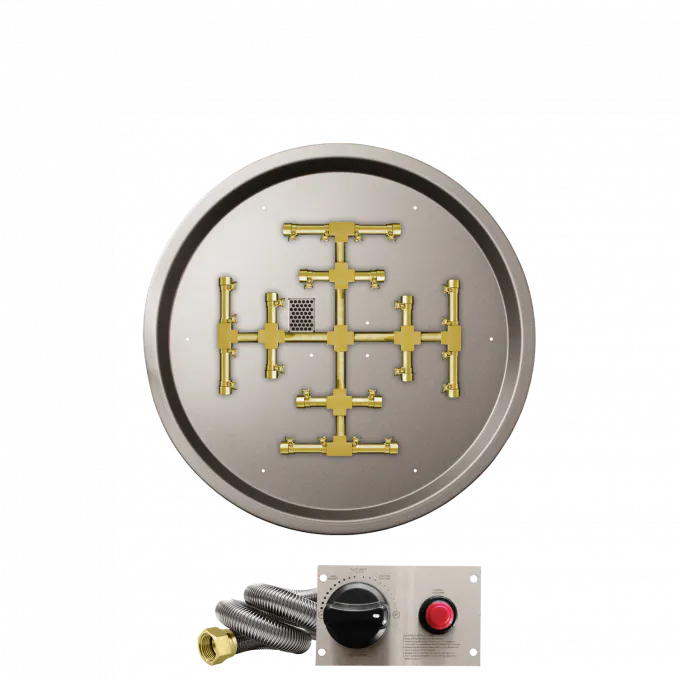 Round Drop-In Fire Pits With Pro Series Brass Snowflake Burners