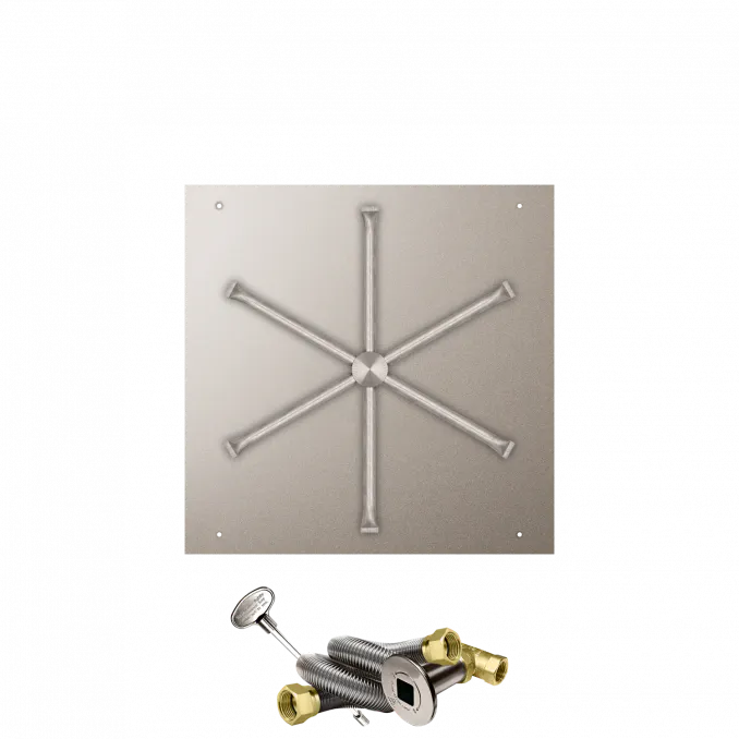 Square Flat Fire Pits With Stainless Steel Spur Burners