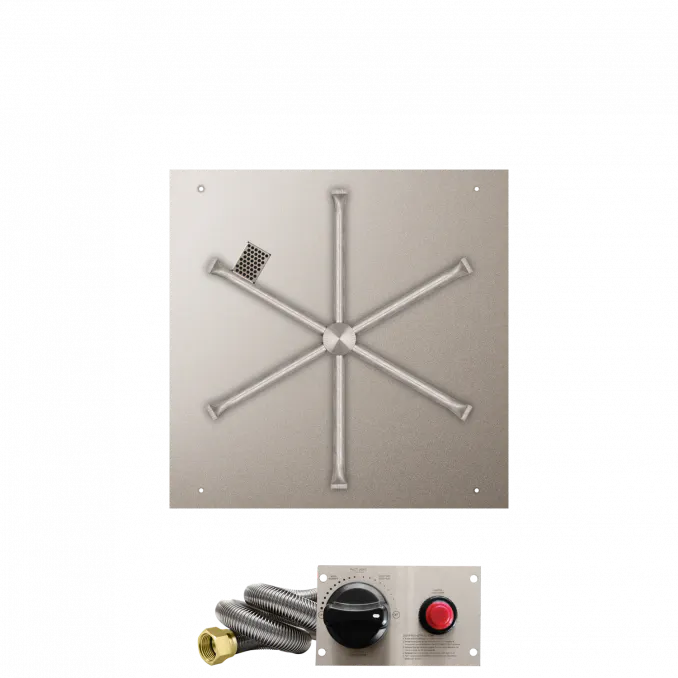 Square Flat Fire Pits With Stainless Steel Spur Burners