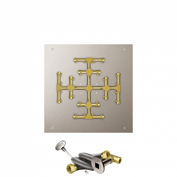 Square Flat Fire Pits With Pro Series Brass Snowflake Burners