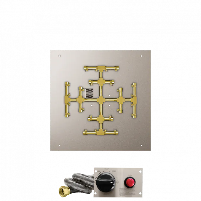 Square Flat Fire Pits With Pro Series Brass Snowflake Burners