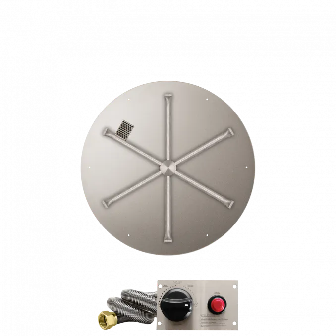 Round Flat Fire Pits With Stainless Steel Spur Burners