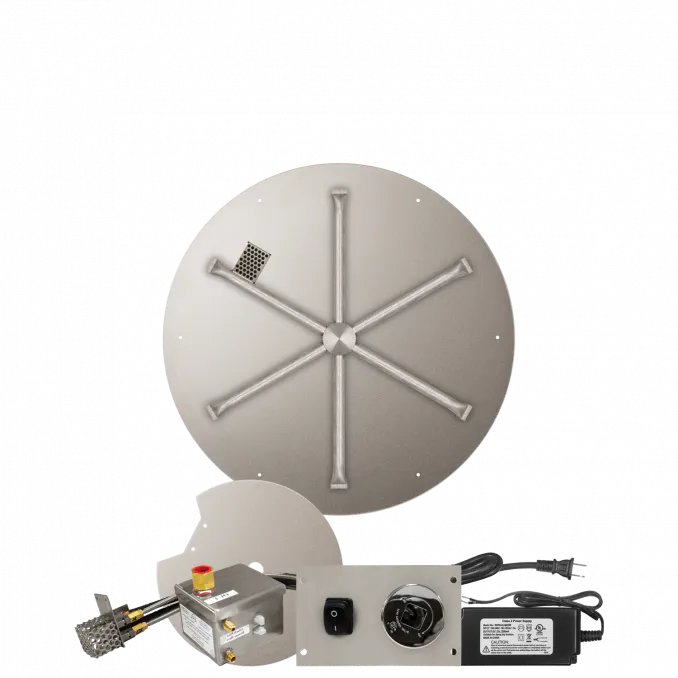 Round Flat Fire Pits With Stainless Steel Spur Burners