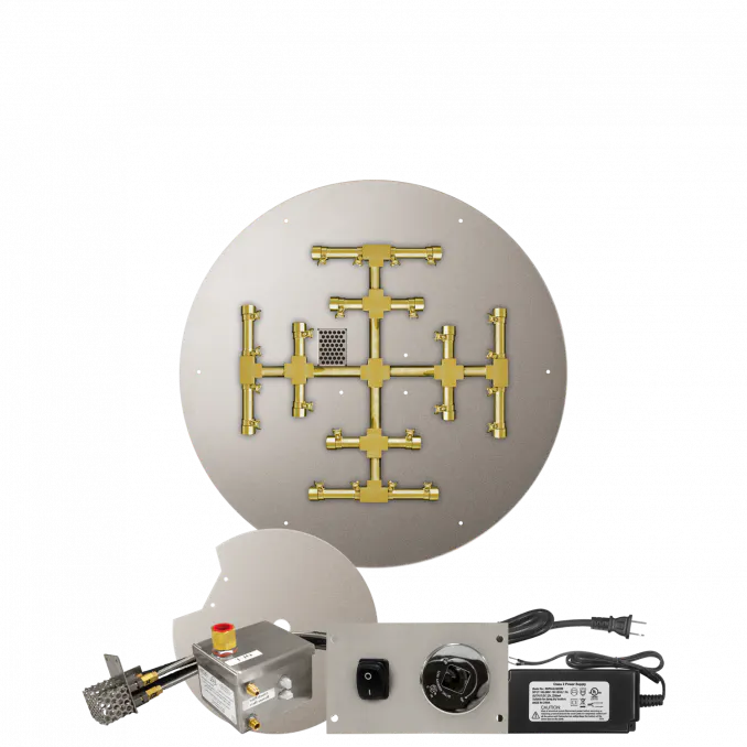 Round Flat Fire Pits With Pro Series Brass Snowflake Burners