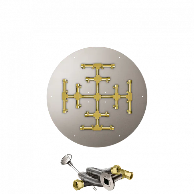 Round Flat Fire Pits With Pro Series Brass Snowflake Burners