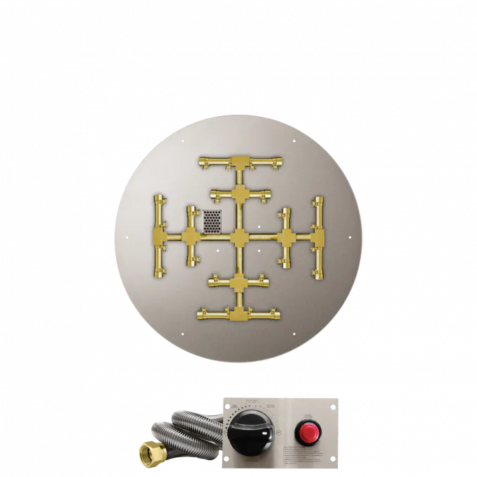 Round Flat Fire Pits With Pro Series Brass Snowflake Burners