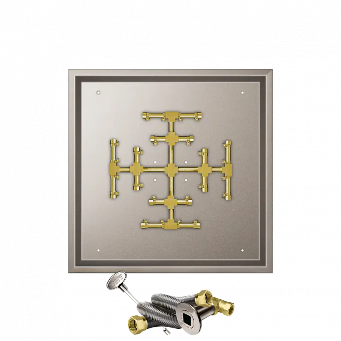 Square Drop-In Fire Pits With Pro Series Brass Snowflake Burners