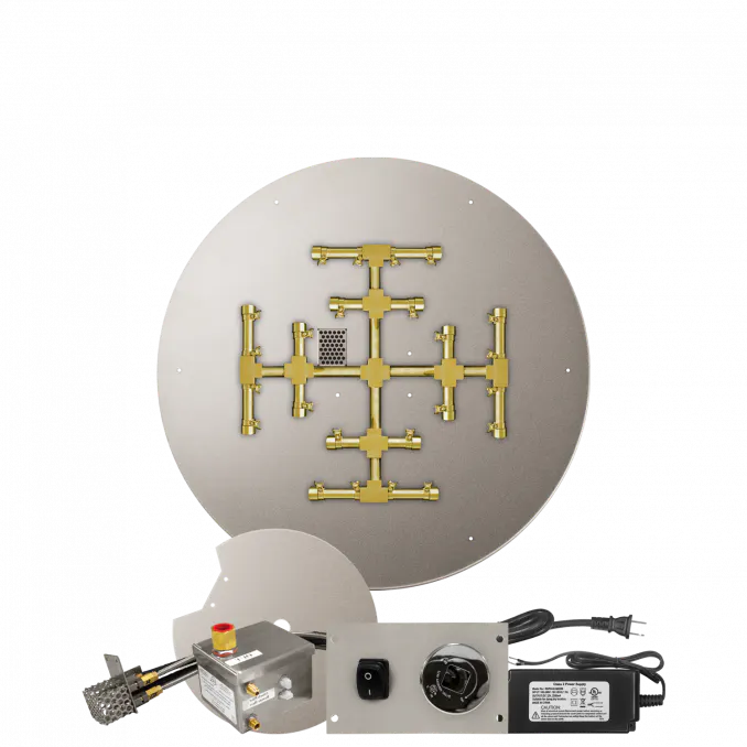 Round Flat Fire Pits With Pro Series Brass Snowflake Burners