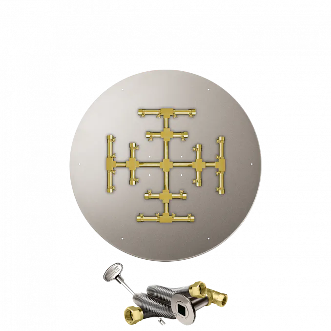 Round Flat Fire Pits With Pro Series Brass Snowflake Burners