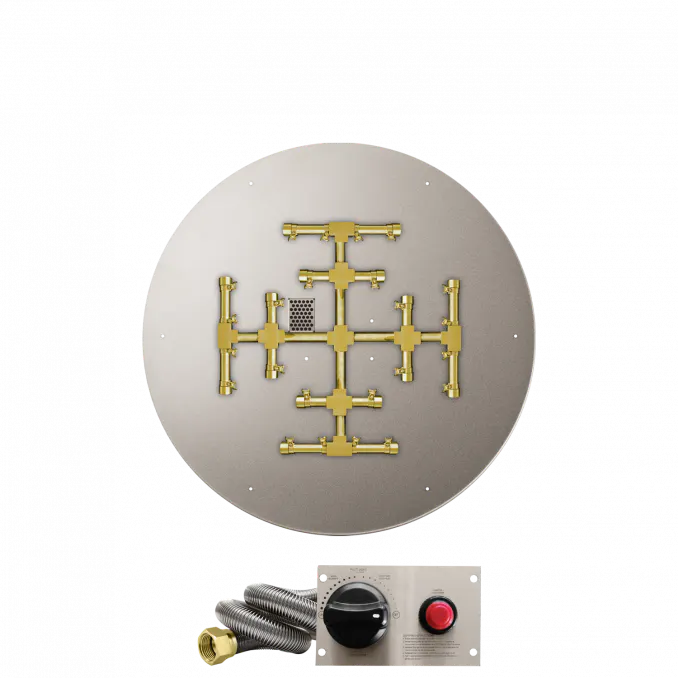 Round Flat Fire Pits With Pro Series Brass Snowflake Burners