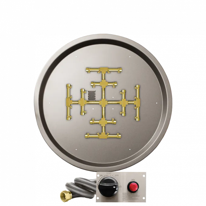 Round Drop-In Fire Pits With Pro Series Brass Snowflake Burners