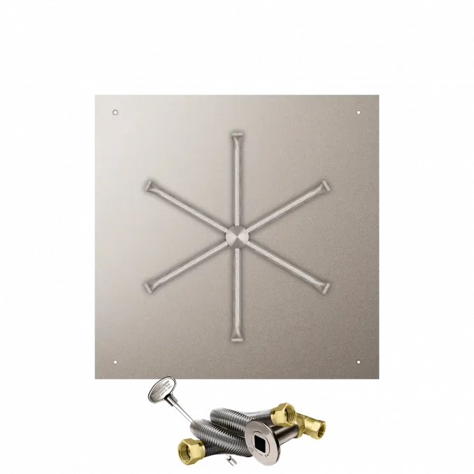 Square Flat Fire Pits With Stainless Steel Spur Burners