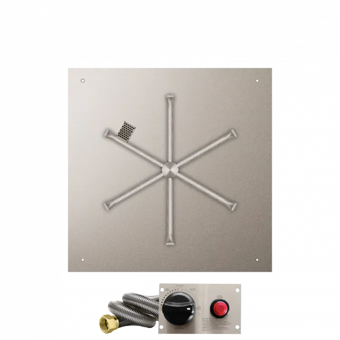 Square Flat Fire Pits With Stainless Steel Spur Burners