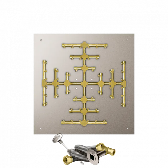 Square Flat Fire Pits With Pro Series Brass Snowflake Burners