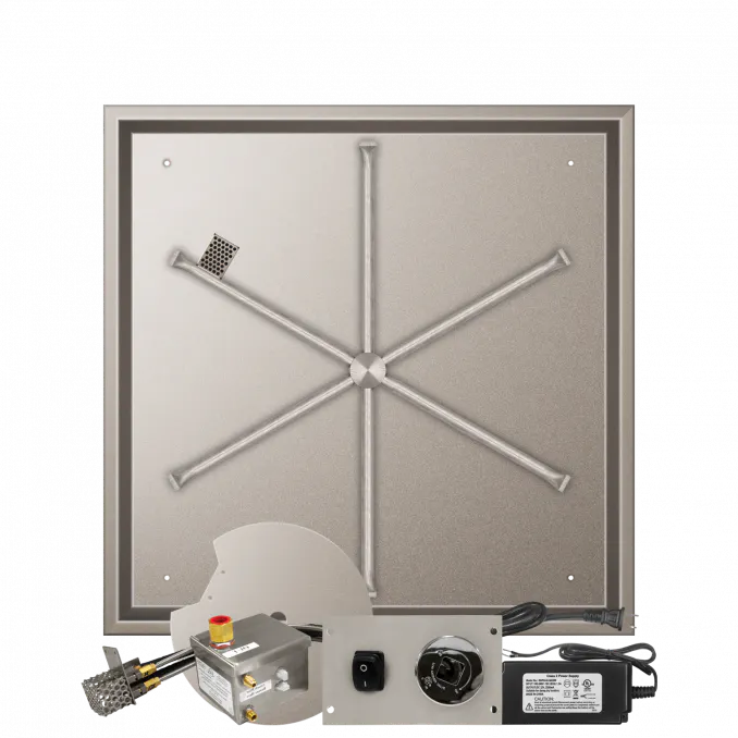 Square Drop-In Fire Pits With Stainless Steel Spur Burners