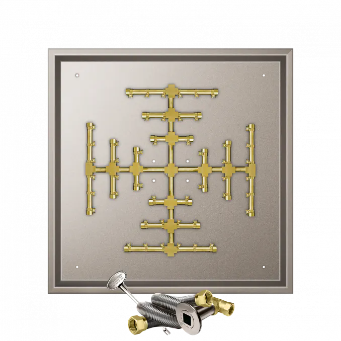 Square Drop-In Fire Pits With Pro Series Brass Snowflake Burners