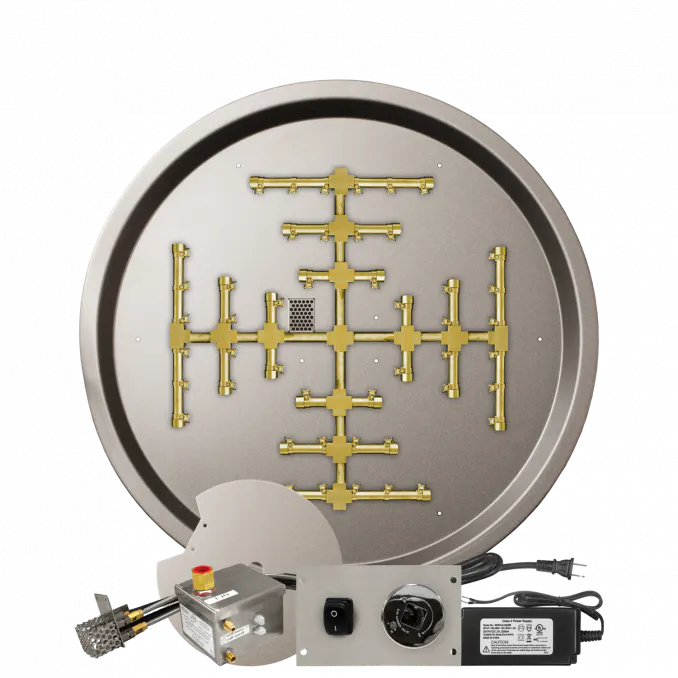 Round Drop-In Fire Pits With Pro Series Brass Snowflake Burners