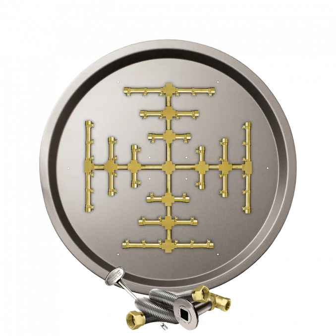 Round Drop-In Fire Pits With Pro Series Brass Snowflake Burners