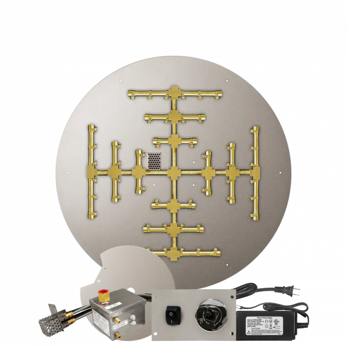 Round Flat Fire Pits With Pro Series Brass Snowflake Burners