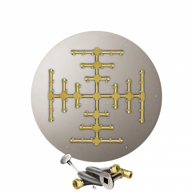 Round Flat Fire Pits With Pro Series Brass Snowflake Burners