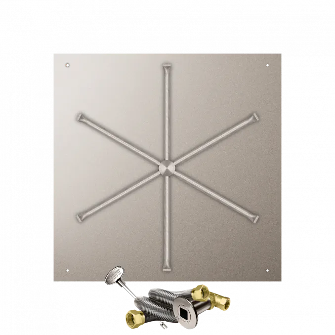 Square Flat Fire Pits With Stainless Steel Spur Burners