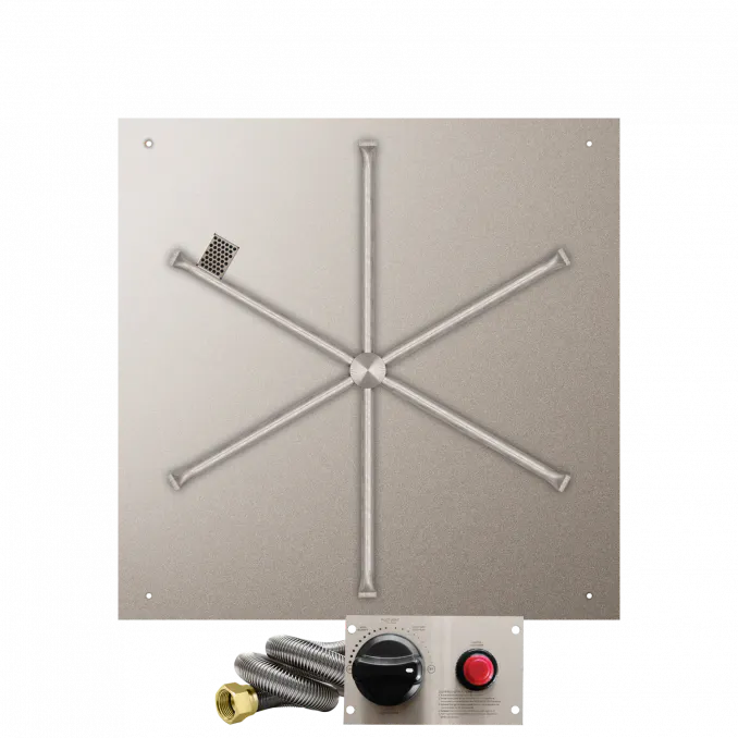 Square Flat Fire Pits With Stainless Steel Spur Burners