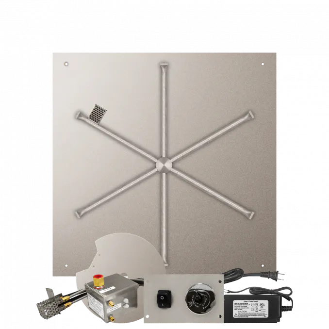 Square Flat Fire Pits With Stainless Steel Spur Burners