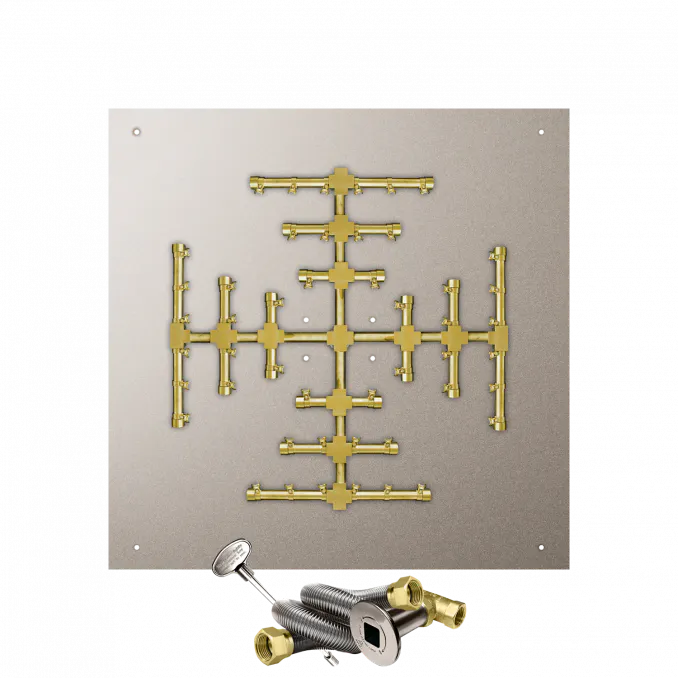 Square Flat Fire Pits With Pro Series Brass Snowflake Burners