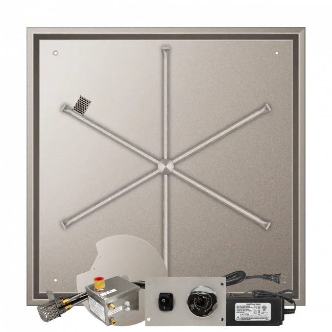 Square Drop-In Fire Pits With Stainless Steel Spur Burners