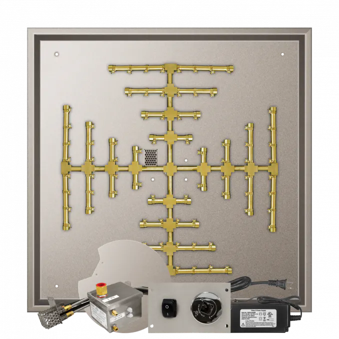 Square Drop-In Fire Pits With Pro Series Brass Snowflake Burners