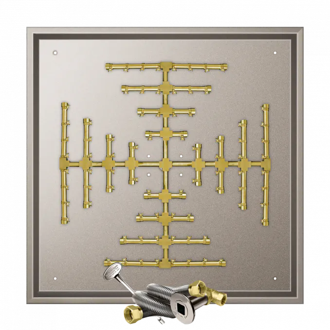 Square Drop-In Fire Pits With Pro Series Brass Snowflake Burners