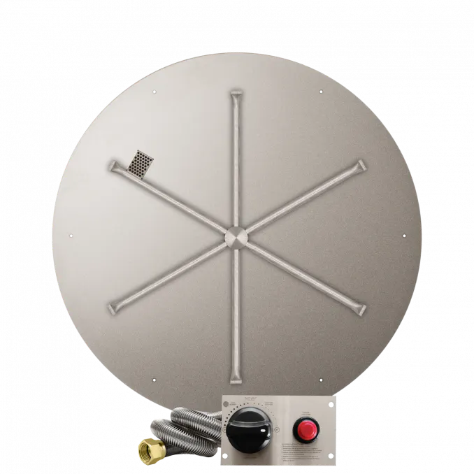 Round Flat Fire Pits With Stainless Steel Spur Burners