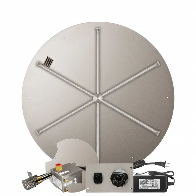 Round Flat Fire Pits With Stainless Steel Spur Burners