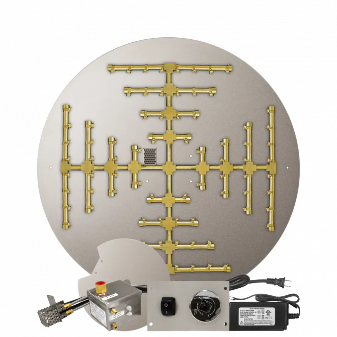 Round Flat Fire Pits With Pro Series Brass Snowflake Burners