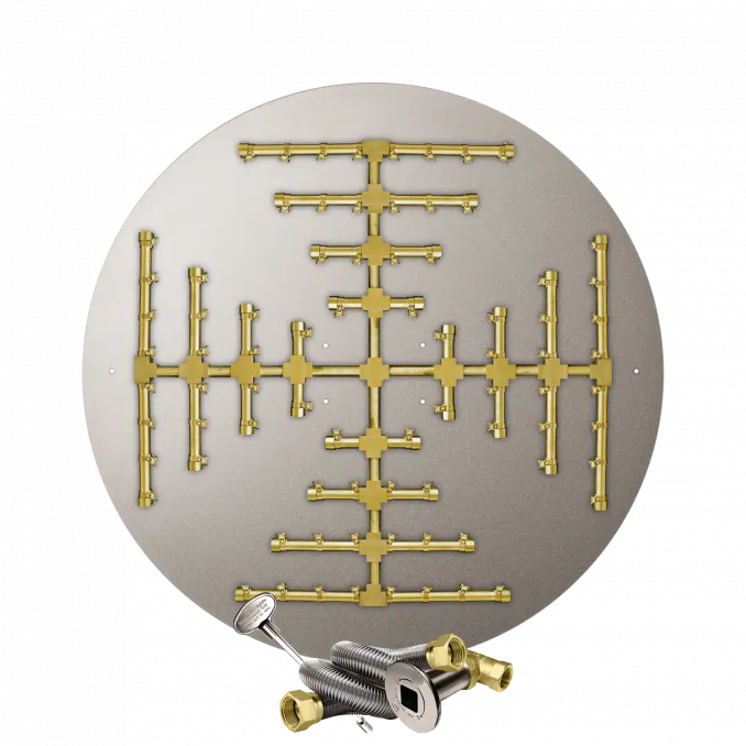 Round Flat Fire Pits With Pro Series Brass Snowflake Burners