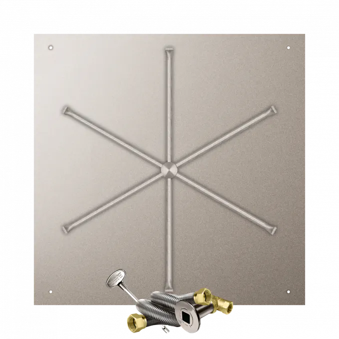 Square Flat Fire Pits With Stainless Steel Spur Burners