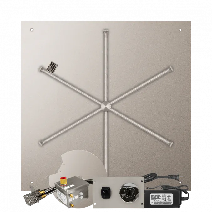 Square Flat Fire Pits With Stainless Steel Spur Burners